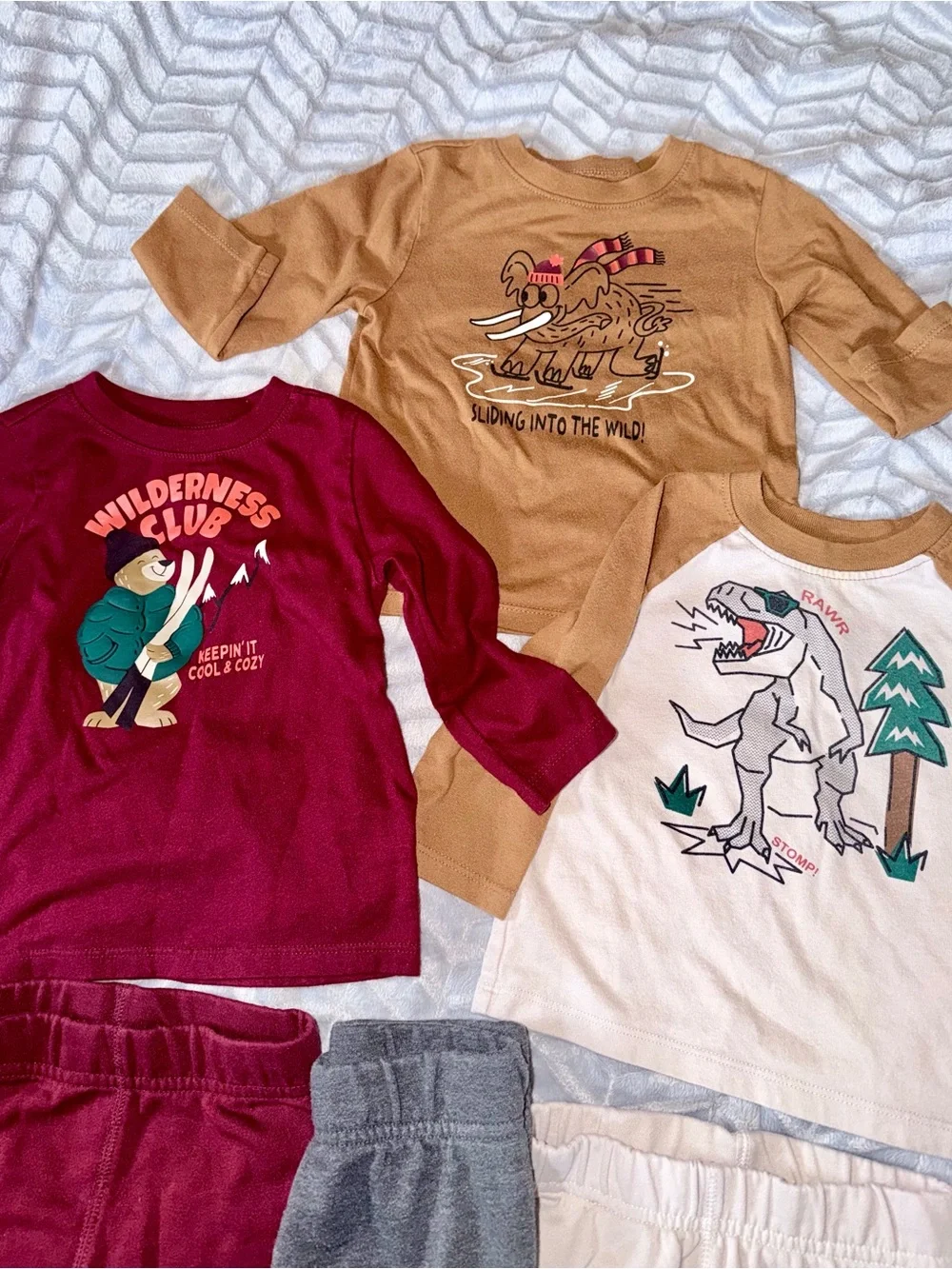 3-Pack 18M Mix&Match Outfit - Burgundy, Tan, Gray & Cream